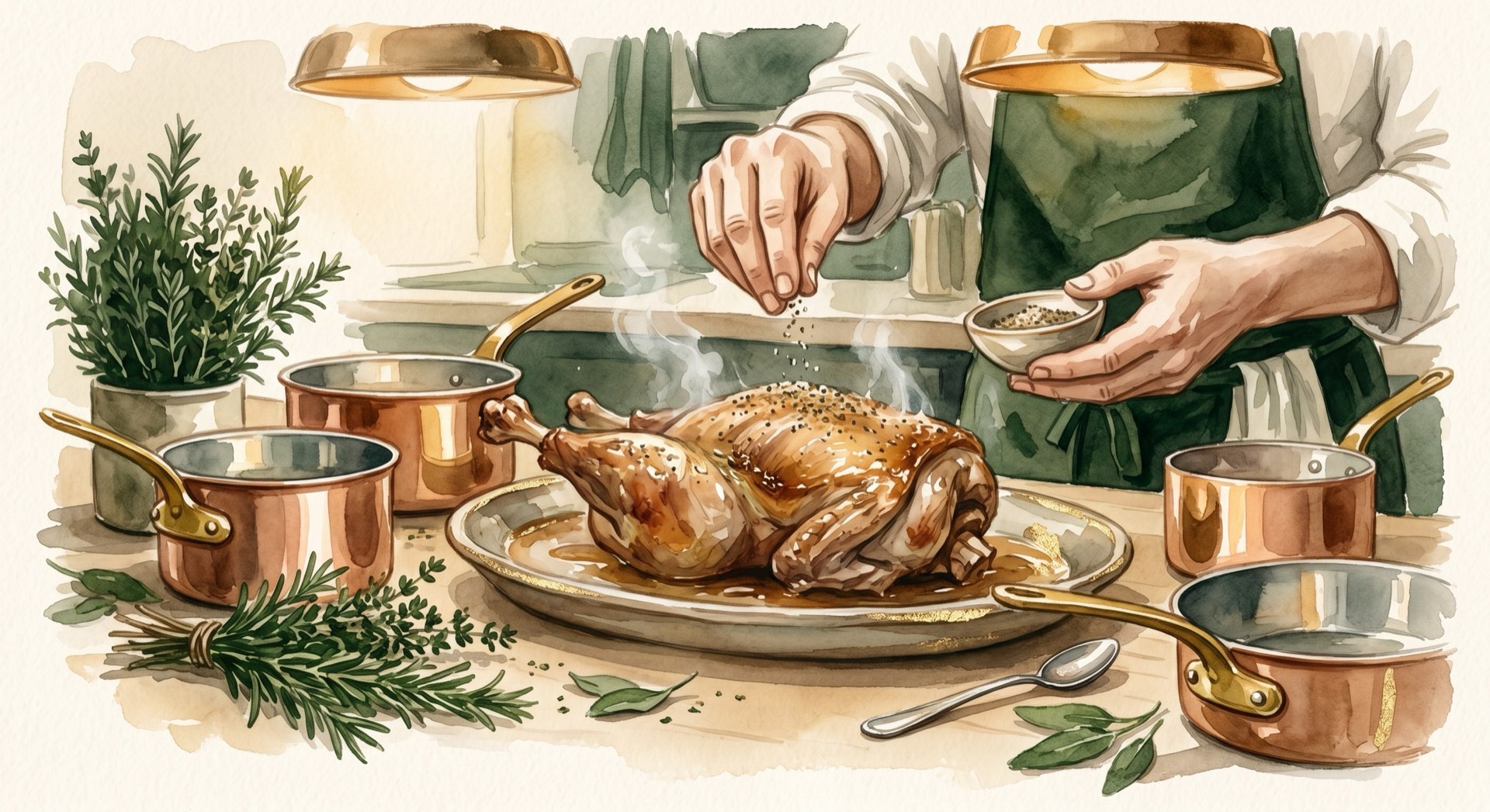 Hands seasoning a lamb leg with spices