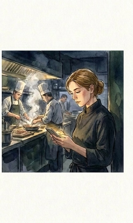 Vendor checking the coordination platform on a phone